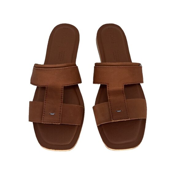 TOMS Seacliff Sandals Tan Veg Leather Ortholite Comfort Foam womans Size 8.5 - Picture 1 of 12